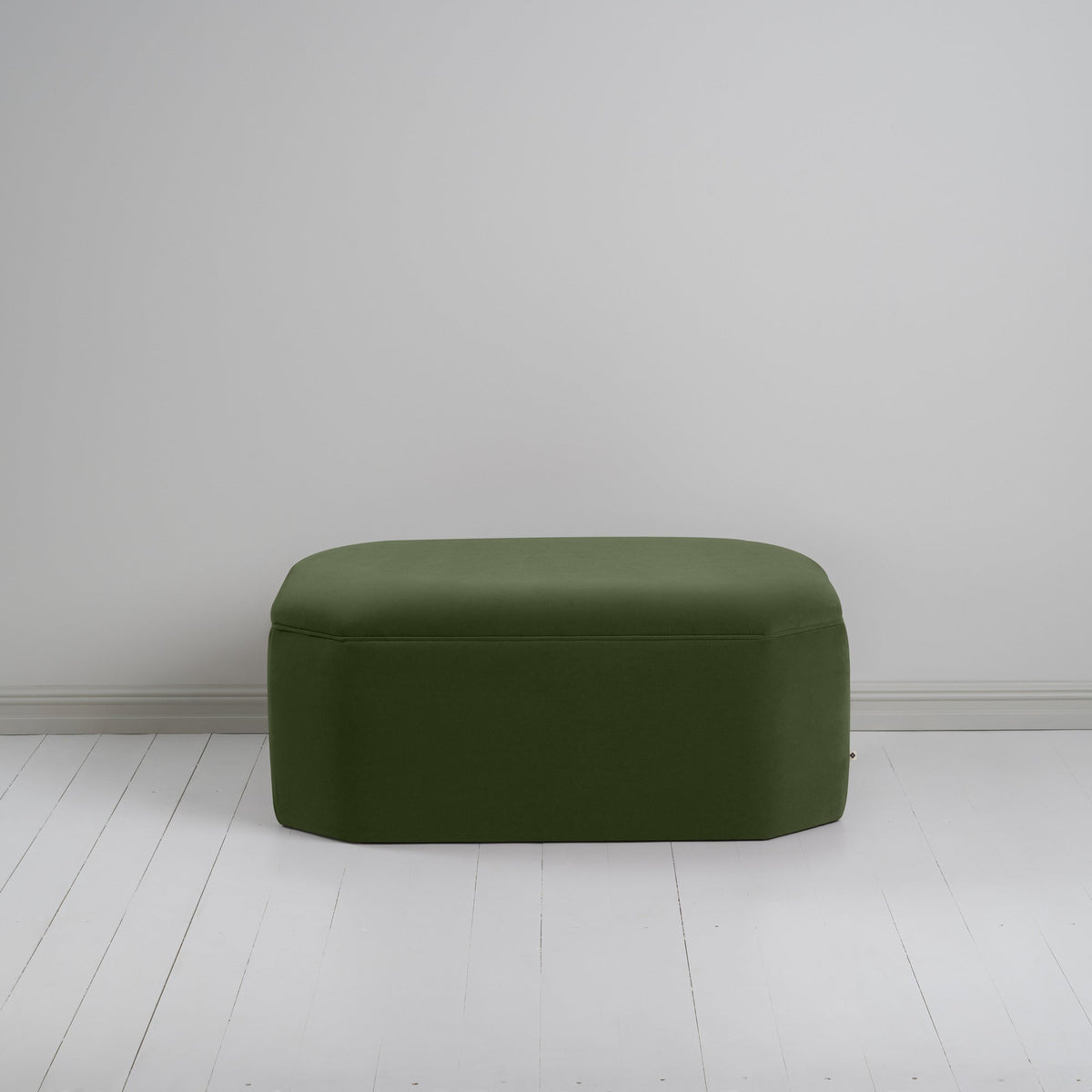 Hither Hexagonal Storage Ottoman in Intelligent Velvet Juniper Front-view - NiX