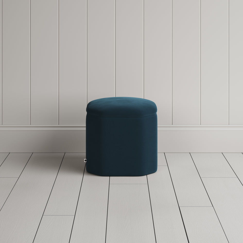  Thither Hexagonal Ottoman in Intelligent Velvet Aegean Back view 