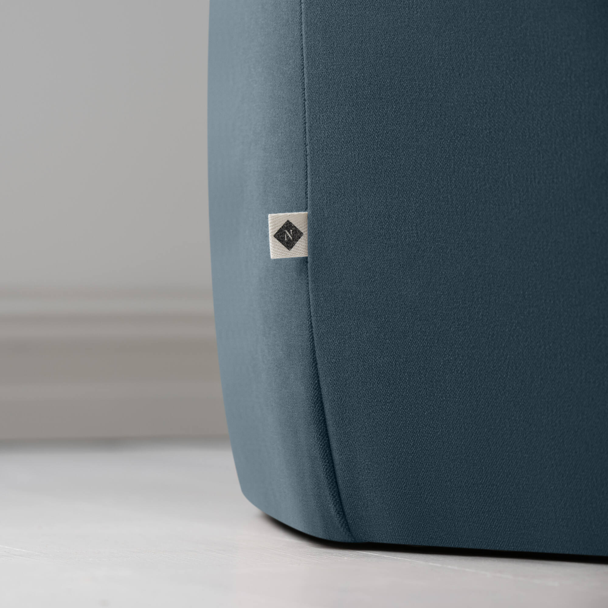  Thither Hexagonal Ottoman in Intelligent Velvet Aegean with NiX tag 