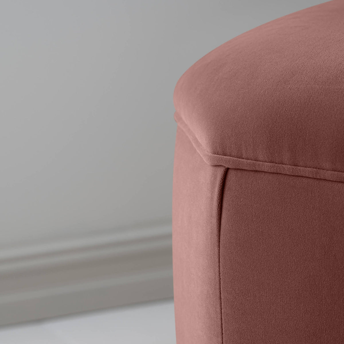 Thither Hexagonal Ottoman in Intelligent Velvet Damson, Design Closeup - NiX