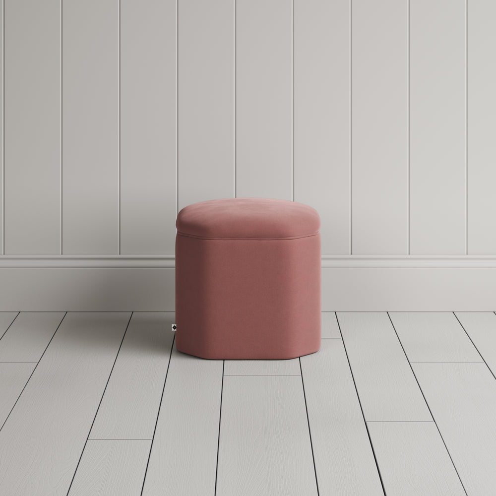  Thither Hexagonal Ottoman in Intelligent Velvet Rose Back View - NiX 
