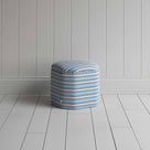 Thither Hexagonal Ottoman in Slow Lane Cotton Linen, Blue - NiX
