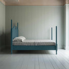 Out for the Count Three Quarter Poster Bed in Marine Blue Side View - By NiX