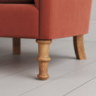 Time Out Armchair close-up detail of the turned timber front legs by NiX.
