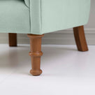 Time Out Armchair in Laidback Linen Sky, Front Foot Design Closeup - NiX