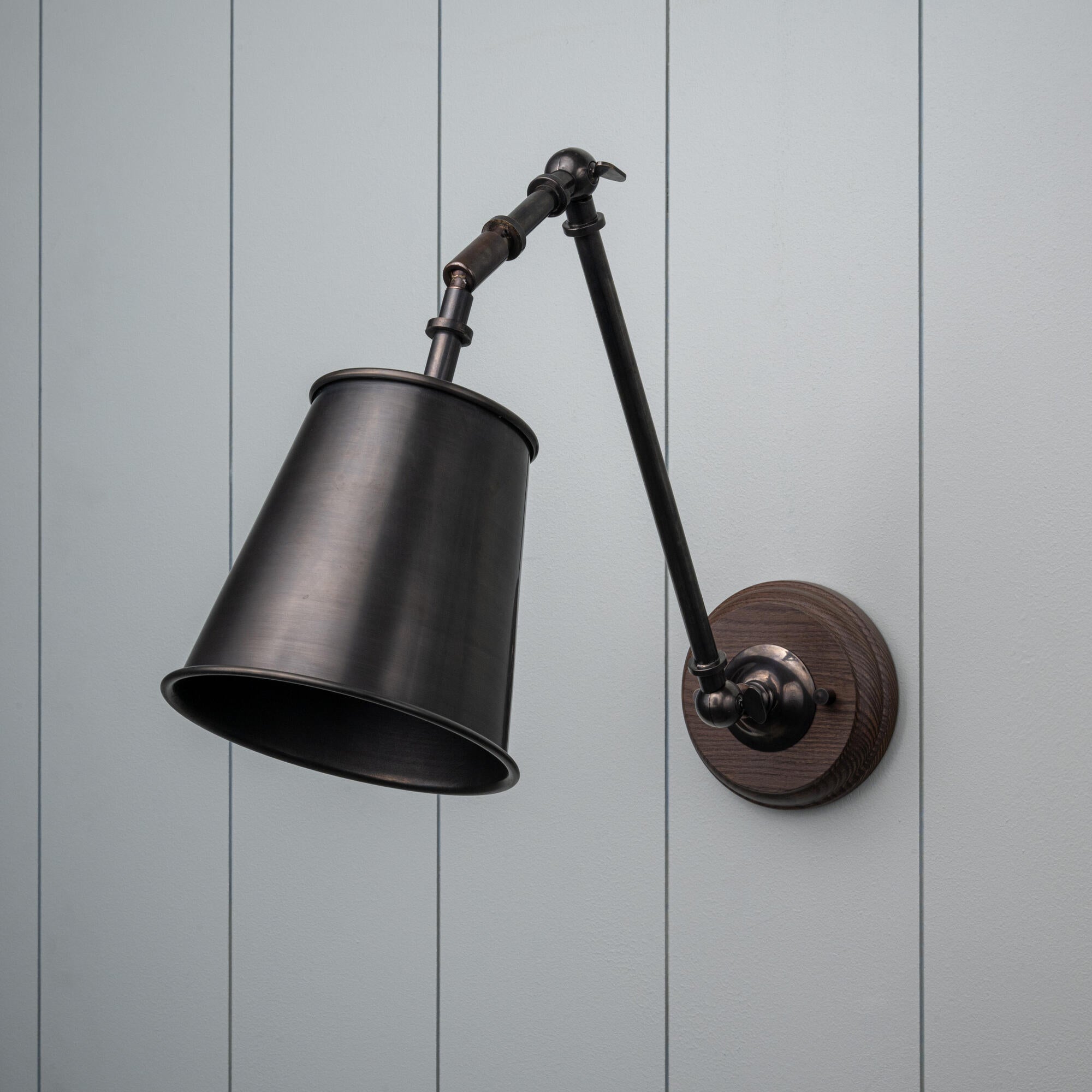  Brass Wall Light With Rolled Edge Metal Shade - NiX 