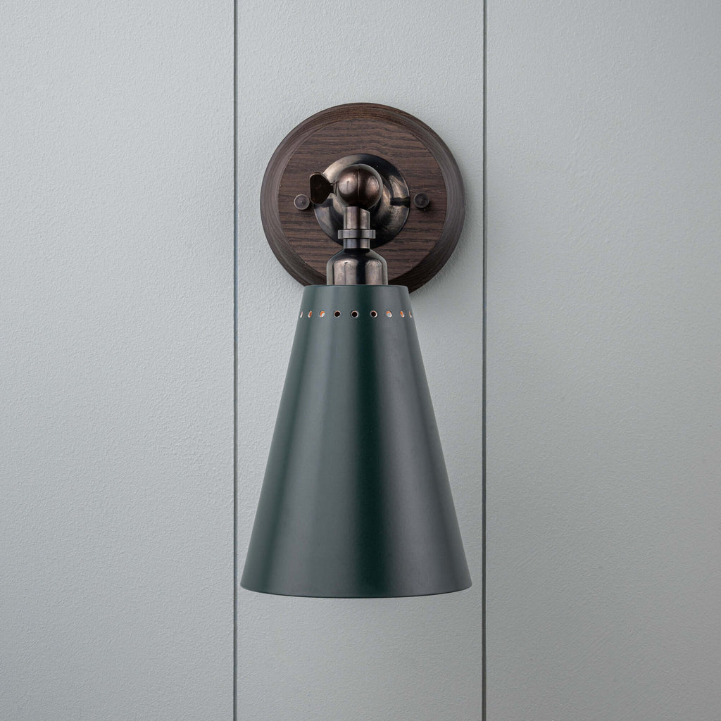  Brass Wall Light With Green Lampshade 