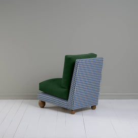 Perch Slipper Armchair in Well Plaid Frame, with Intelligent velvet Juniper cushions Back View -NiX