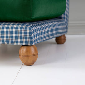 Perch Slipper Armchair in Well Plaid Frame, with Intelligent velvet Juniper cushions With Round Wooden Foot With Velvet Cushions - NiX